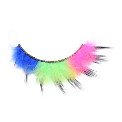 colourful feather strip lash