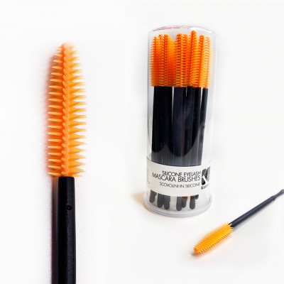 Silicone Eyelash Mascara Brush Orange - 25 pcs